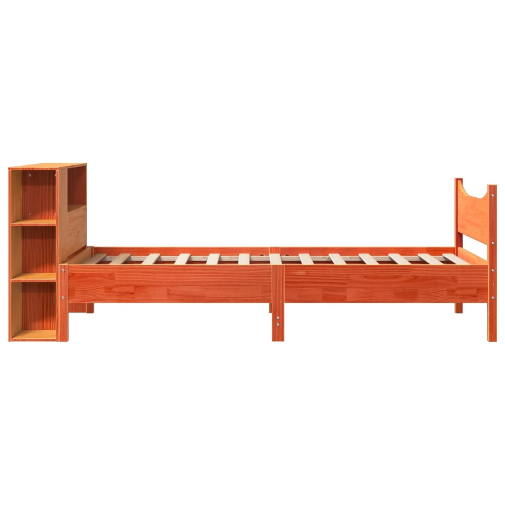 vidaXL Massivholzbett ohne Matratze Wachsbraun 100x200 Kiefernholz