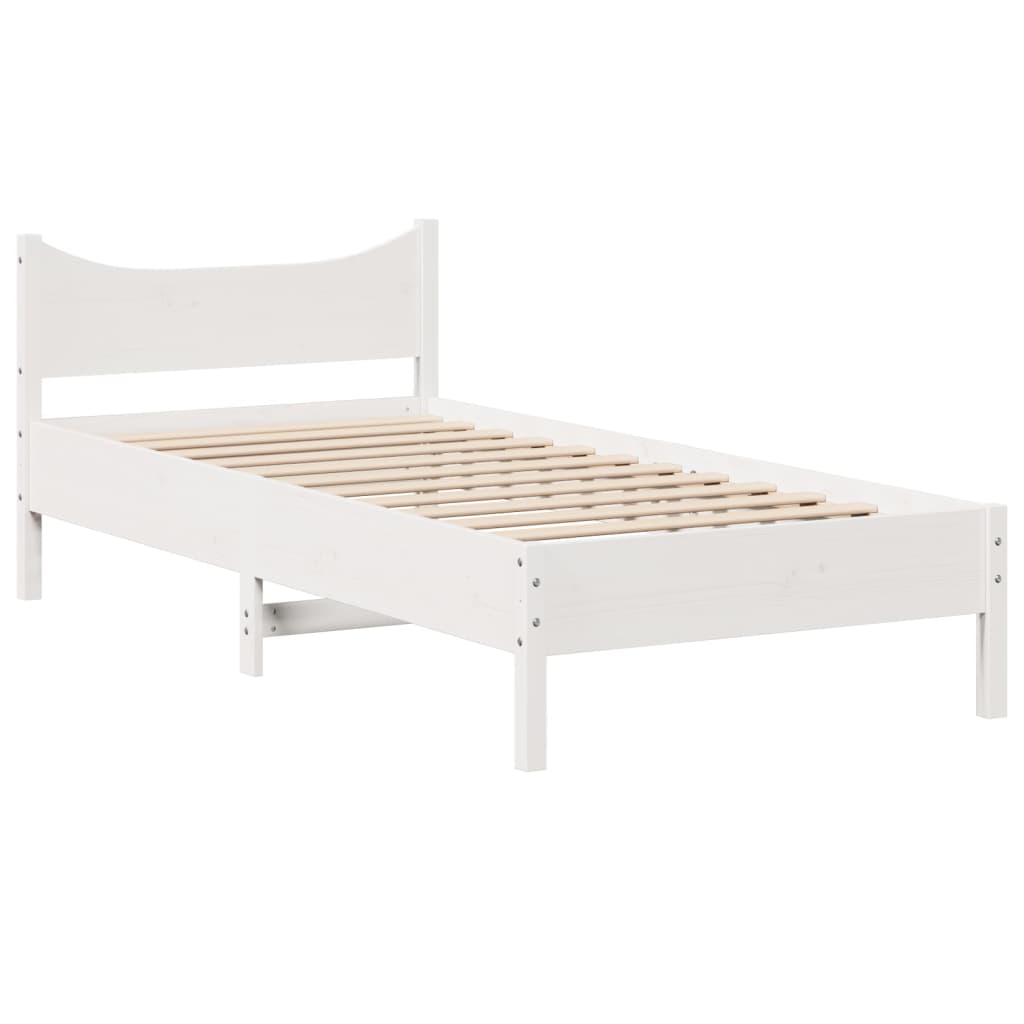 vidaXL Lit en bois massif sans matelas Blanc 75x190 cm Bois de pin