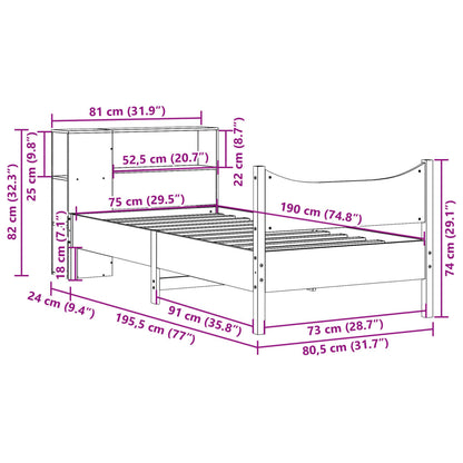 vidaXL Lit en bois massif sans matelas Blanc 75x190 cm Bois de pin