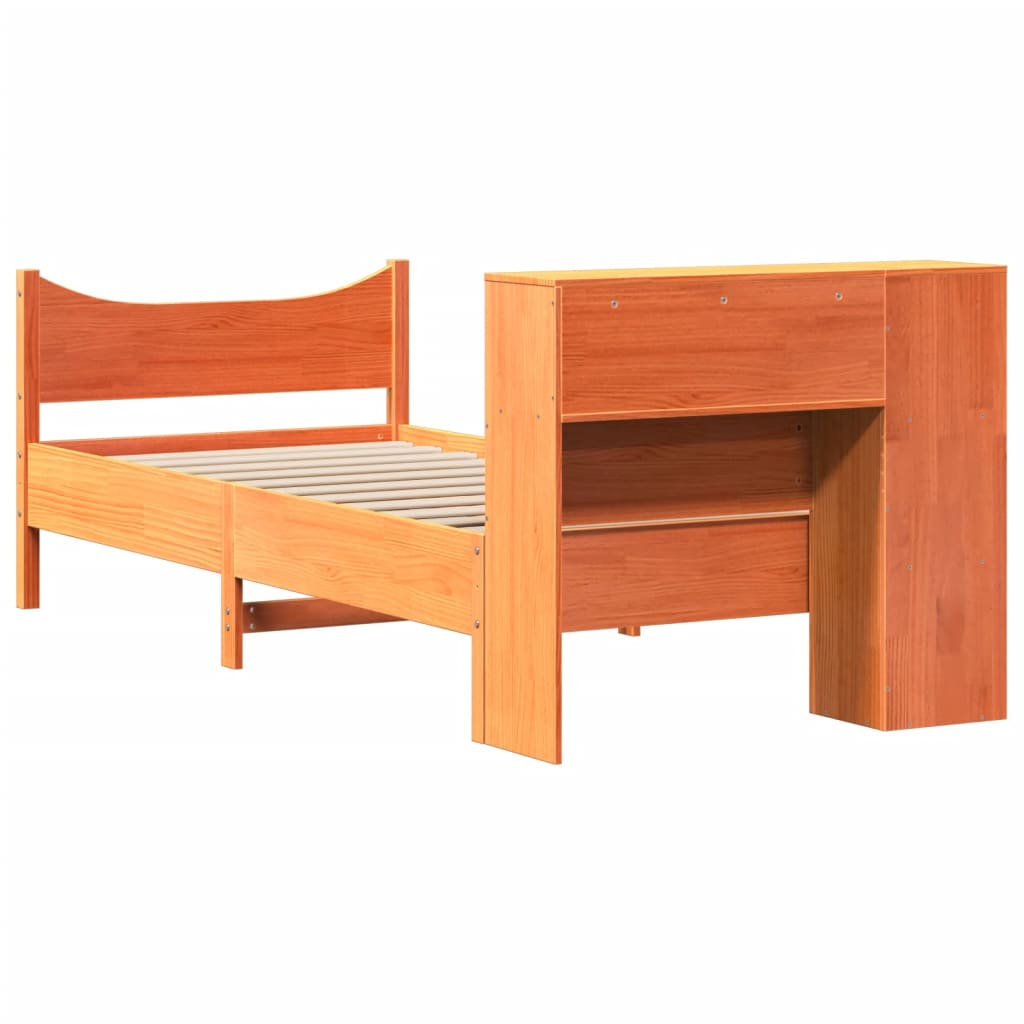 vidaXL Massivholzbett ohne Matratze Wachsbraun 75x190 cm Kiefernholz