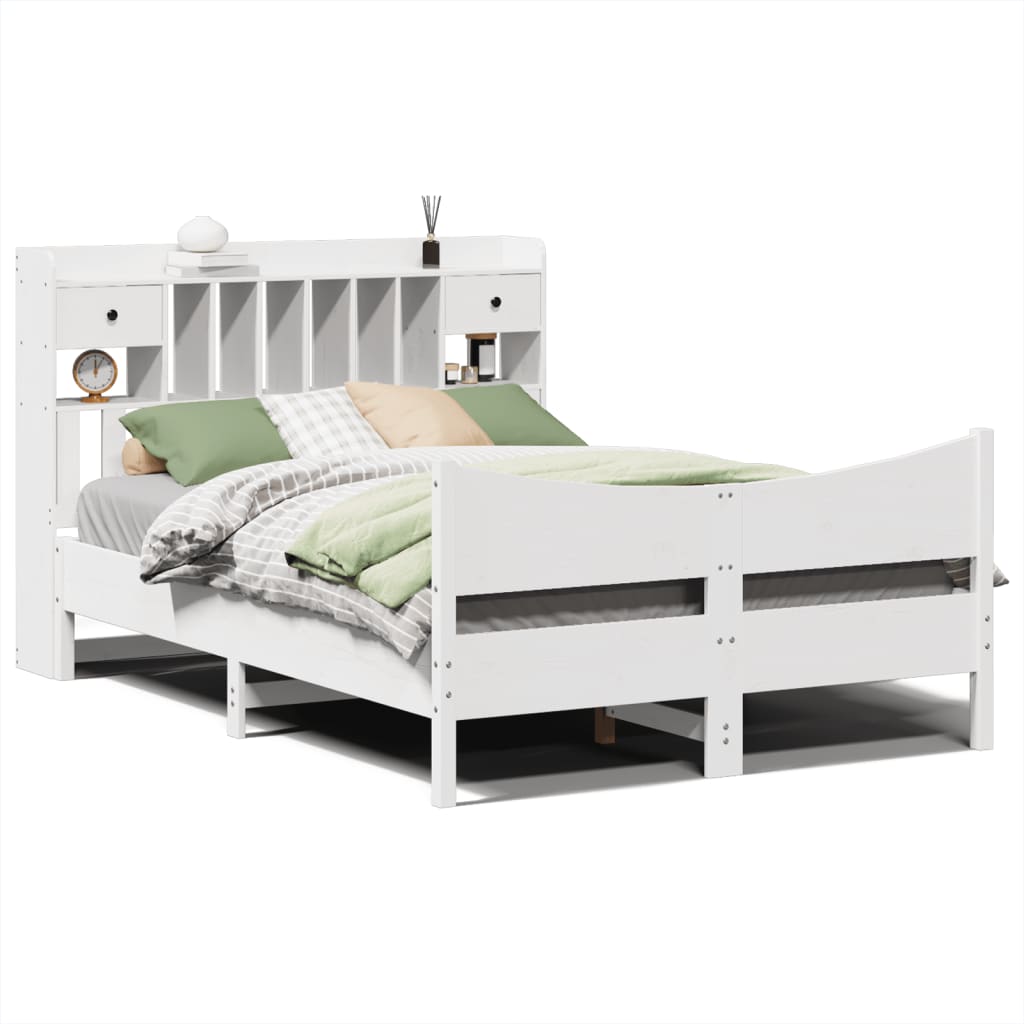 vidaXL Massivholzbett ohne Matratze Weiß 160x200 Kiefernholz