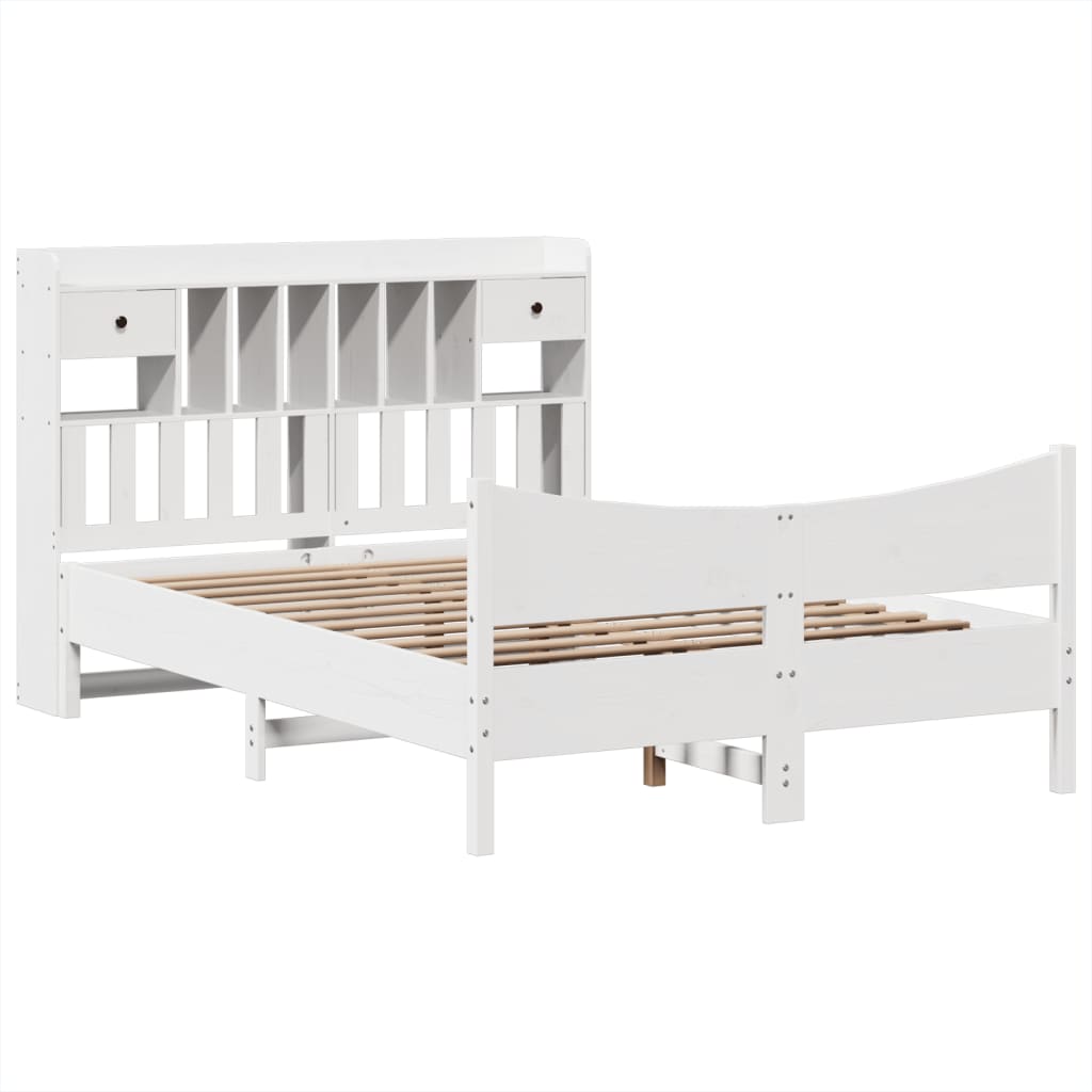 vidaXL Massivholzbett ohne Matratze Weiß 160x200 Kiefernholz