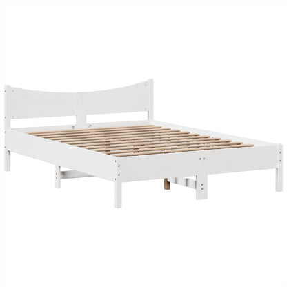 vidaXL Massivholzbett ohne Matratze Weiß 160x200 Kiefernholz