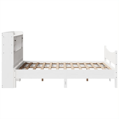 vidaXL Massivholzbett ohne Matratze Weiß 160x200 Kiefernholz