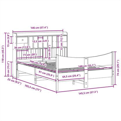 vidaXL Massivholzbett ohne Matratze 140x190 cm Kiefernholz