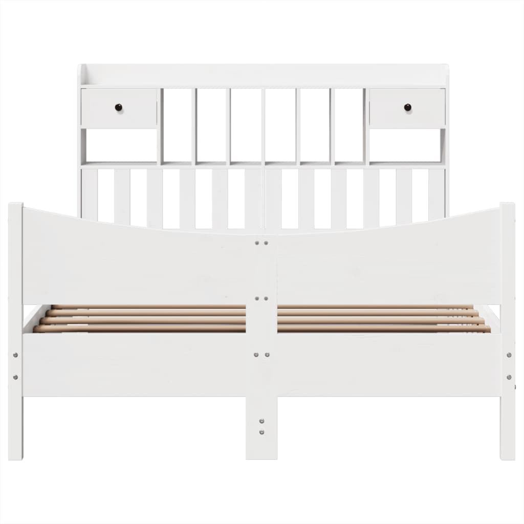 vidaXL Lit en bois massif sans matelas Blanc 140x190 cm Pin