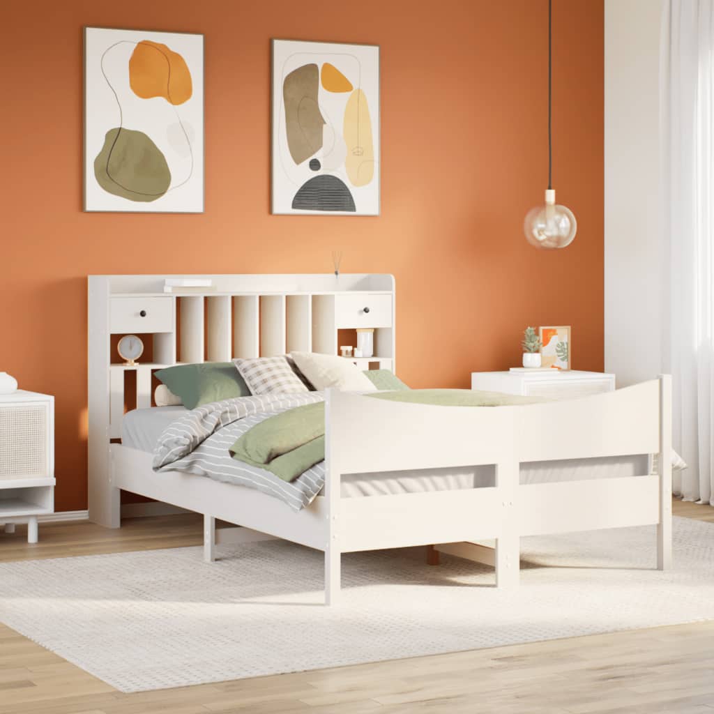 vidaXL Lit en bois massif sans matelas Blanc 140x190 cm Pin