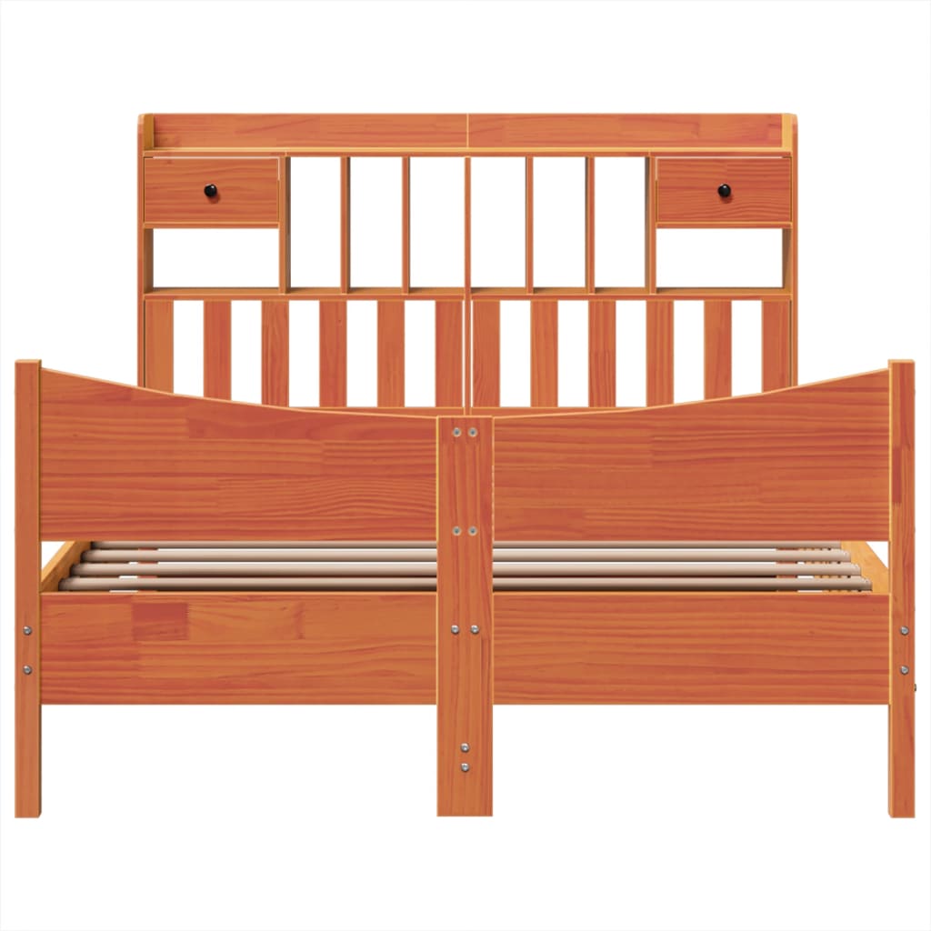 vidaXL Massivholzbett ohne Matratze Wachsbraun 140x190 cm Kiefernholz