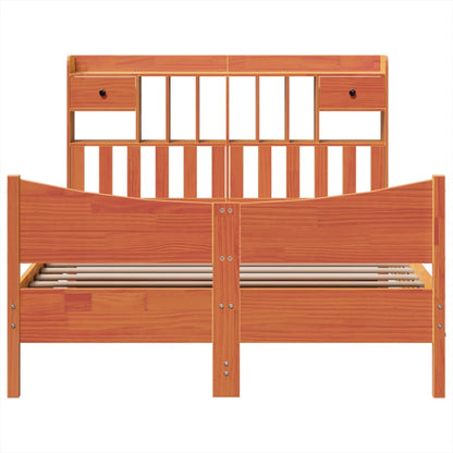 vidaXL Massivholzbett ohne Matratze Wachsbraun 140x190 cm Kiefernholz