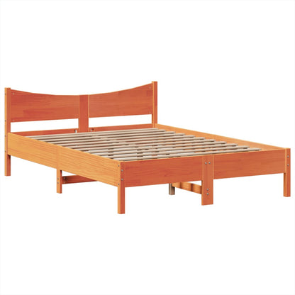 vidaXL Massivholzbett ohne Matratze Wachsbraun 140x190 cm Kiefernholz