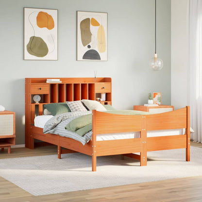 vidaXL Massivholzbett ohne Matratze Wachsbraun 140x190 cm Kiefernholz