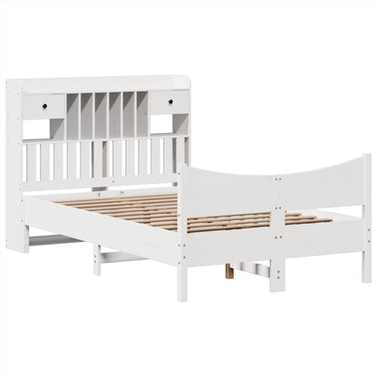 vidaXL Massivholzbett ohne Matratze Weiß 135x190 cm Kiefernholz