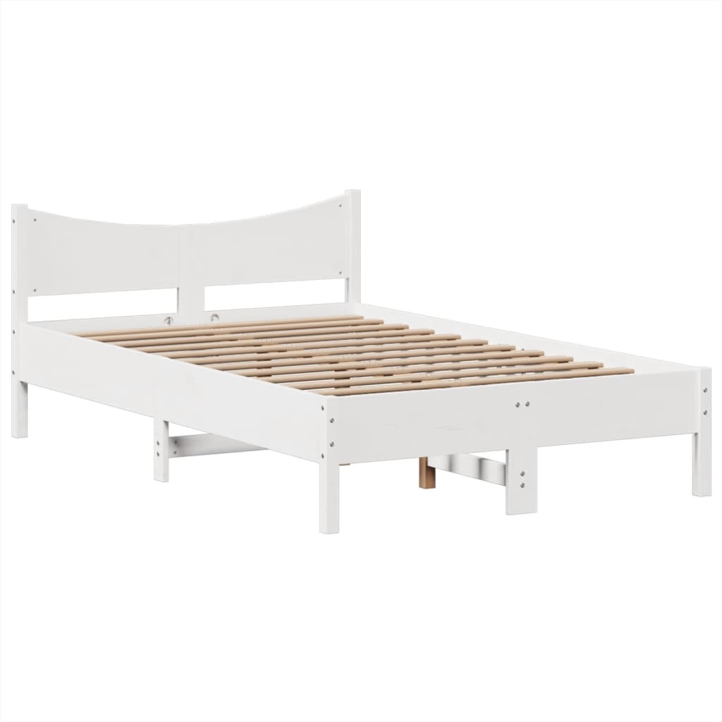vidaXL Massivholzbett ohne Matratze Weiß 135x190 cm Kiefernholz