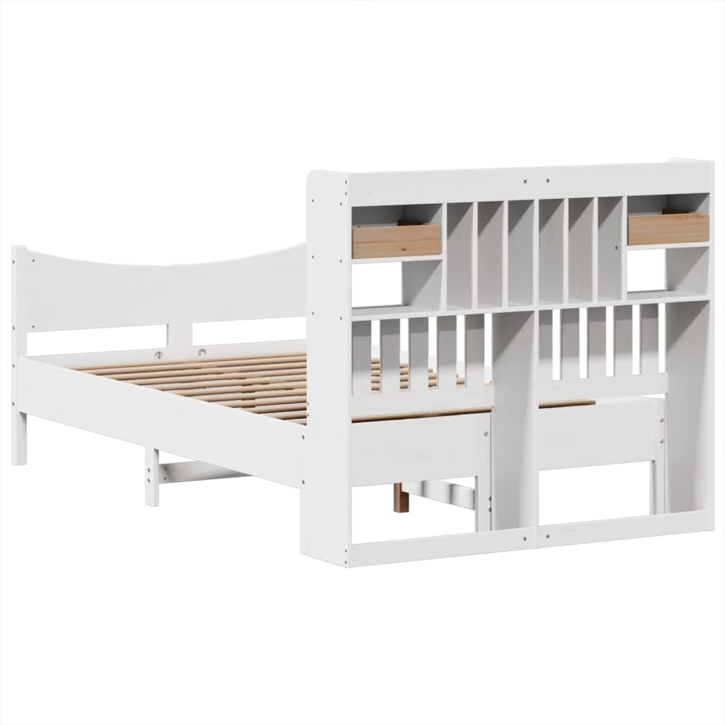 vidaXL Massivholzbett ohne Matratze Weiß 135x190 cm Kiefernholz