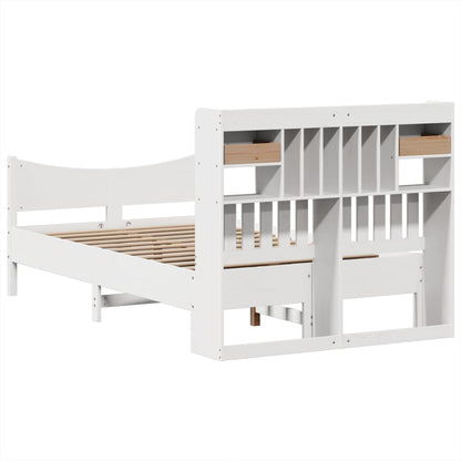 vidaXL Massivholzbett ohne Matratze Weiß 135x190 cm Kiefernholz