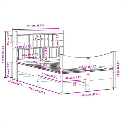 vidaXL Massivholzbett ohne Matratze Weiß 135x190 cm Kiefernholz