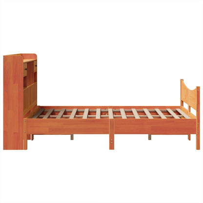 vidaXL Massivholzbett ohne Matratze Wachsbraun 135x190 cm Kiefernholz