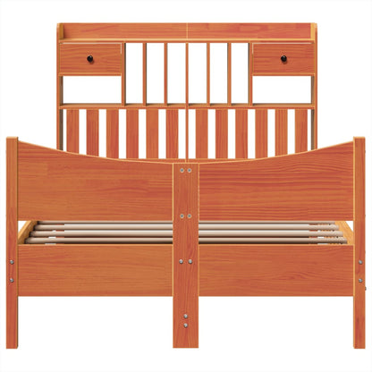 vidaXL Massivholzbett ohne Matratze Wachsbraun 120x190 cm Kiefernholz