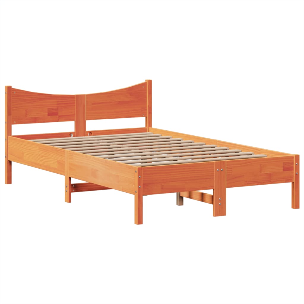 vidaXL Massivholzbett ohne Matratze Wachsbraun 120x190 cm Kiefernholz