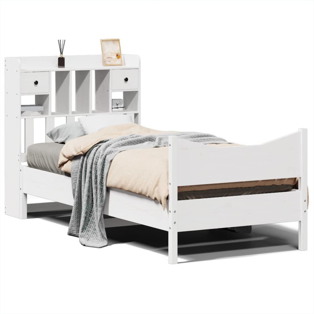 vidaXL Lit en bois massif sans matelas Blanc 75x190 cm Bois de pin