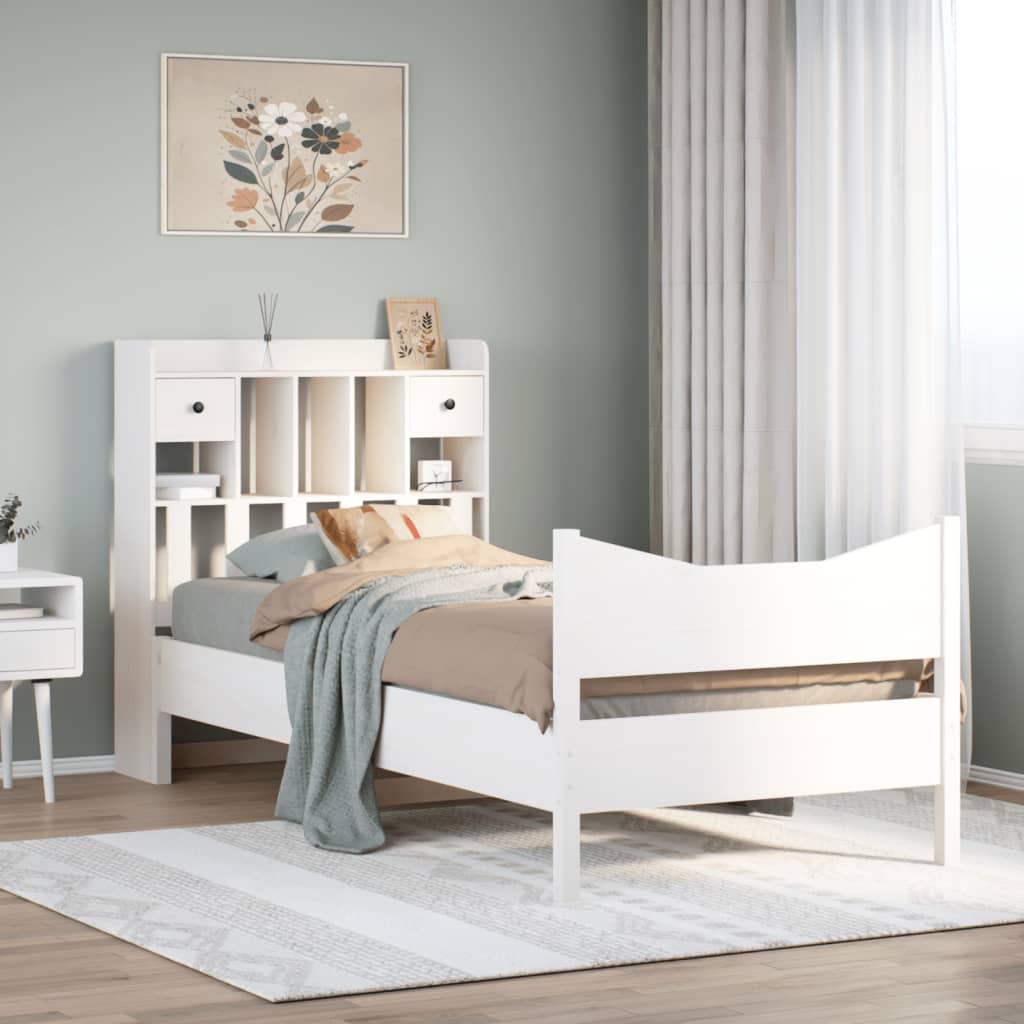 vidaXL Lit en bois massif sans matelas Blanc 75x190 cm Bois de pin