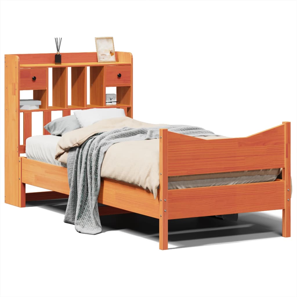 vidaXL Lit en bois massif sans matelas Marron ciré 75x190 cm Bois de pin