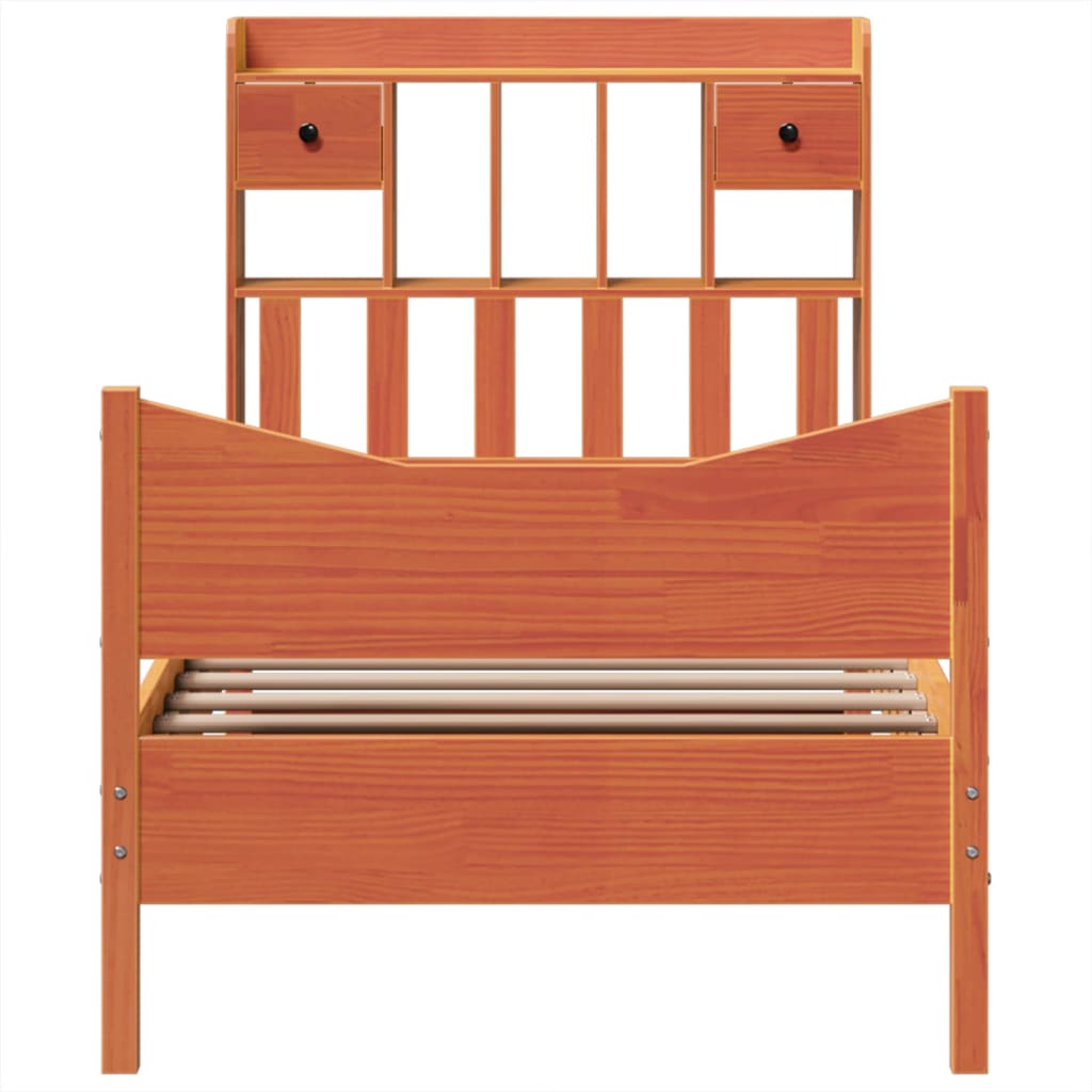 vidaXL Lit en bois massif sans matelas Marron ciré 75x190 cm Bois de pin