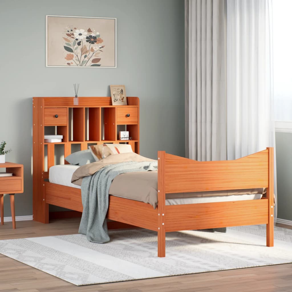 vidaXL Lit en bois massif sans matelas Marron ciré 75x190 cm Bois de pin