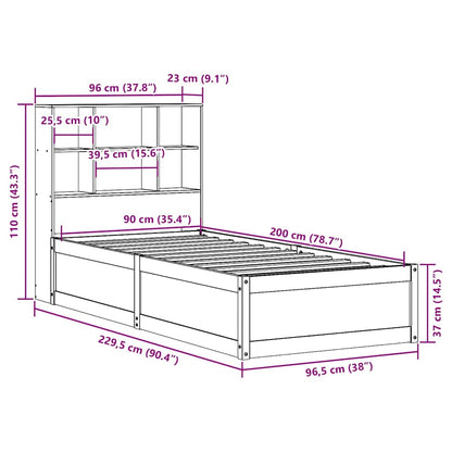 vidaXL Massivholzbett ohne Matratze 90x200 Kiefernholz