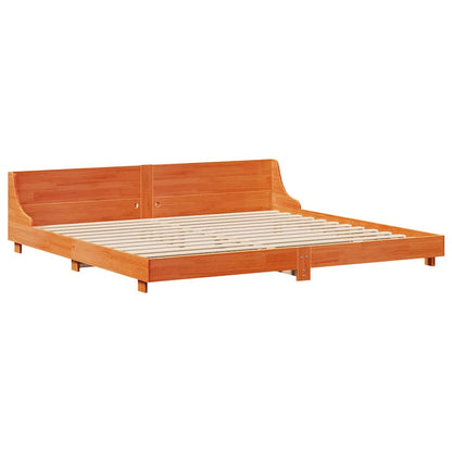 vidaXL Lit en bois massif sans matelas Marron ciré 200x200 Bois de pin