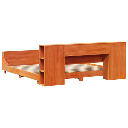 vidaXL Lit en bois massif sans matelas Marron ciré 200x200 Bois de pin