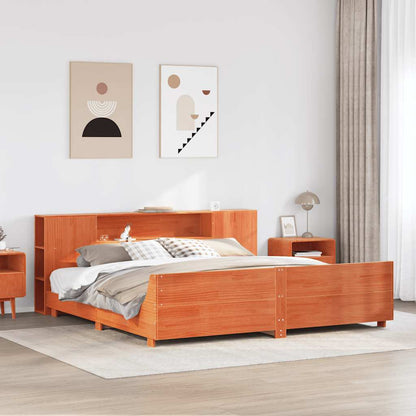 vidaXL Lit en bois massif sans matelas Marron ciré 200x200 Bois de pin