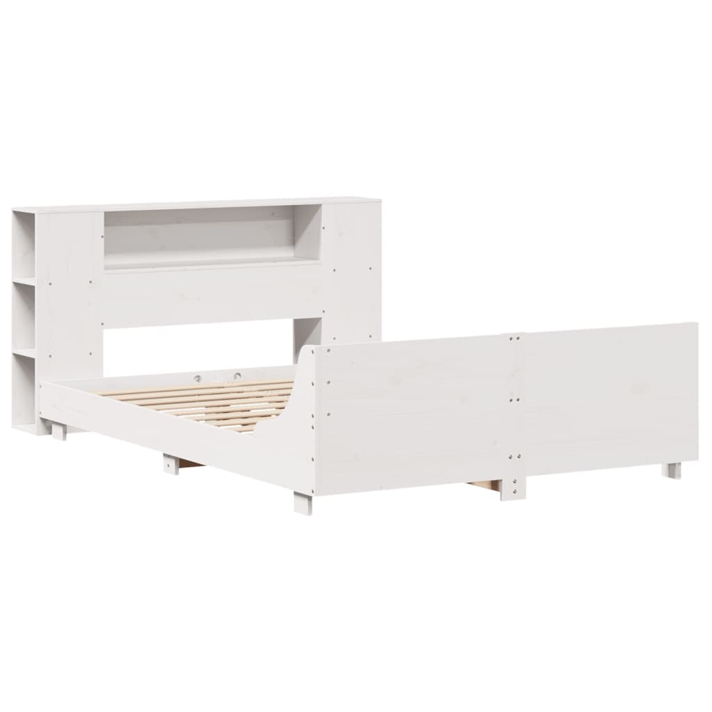 vidaXL Massivholzbett ohne Matratze Weiß 160x200 Kiefernholz