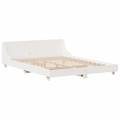 vidaXL Massivholzbett ohne Matratze Weiß 160x200 Kiefernholz