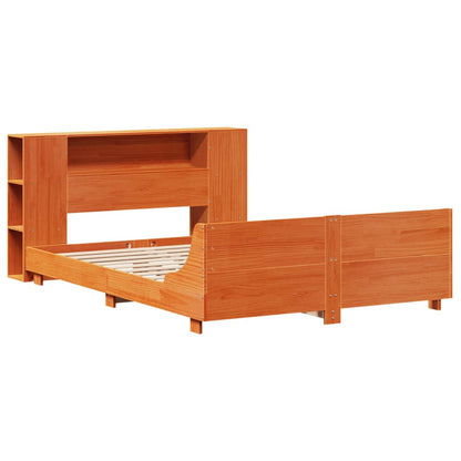 vidaXL Lit en bois massif sans matelas marron ciré 150x200 cm pin