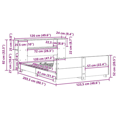 vidaXL Massivholzbett ohne Matratze 120x200 cm Kiefernholz