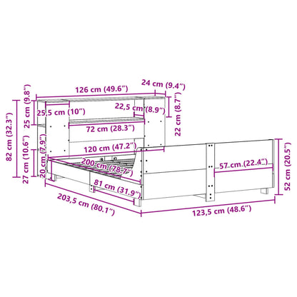 vidaXL Lit en bois massif sans matelas Blanc 120x200 cm Bois de pin