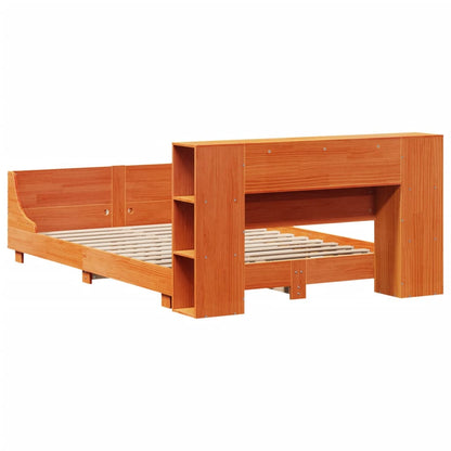 vidaXL Massivholzbett ohne Matratze Wachsbraun 140x190 cm Kiefernholz