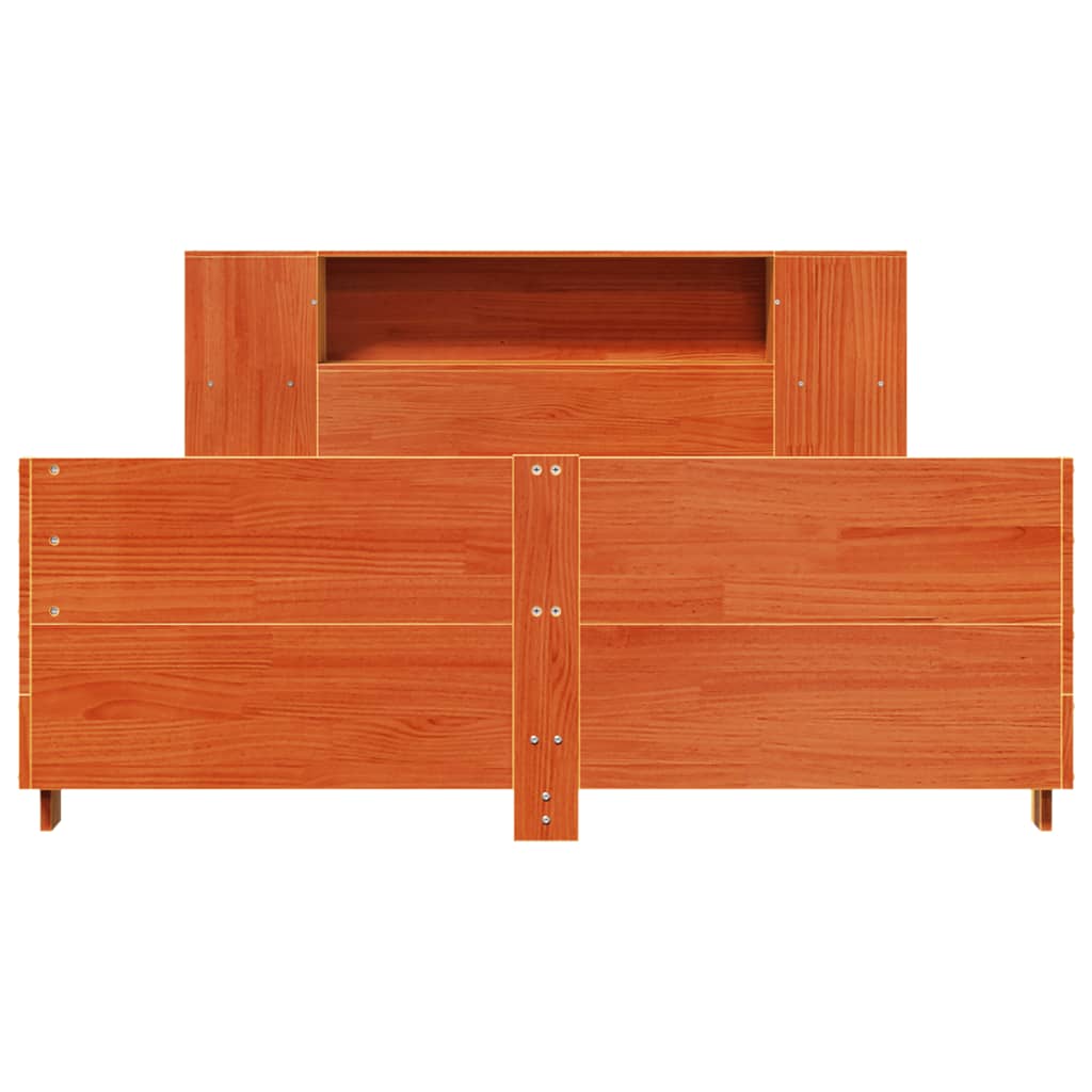 vidaXL Lit en bois massif sans matelas brun ciré 135x190 cm pin massif