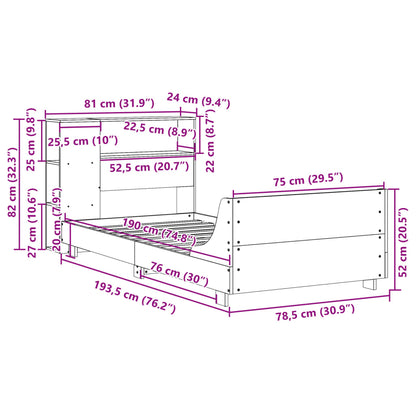 vidaXL Massivholzbett ohne Matratze Weiß 75x190 cm Kiefernholz
