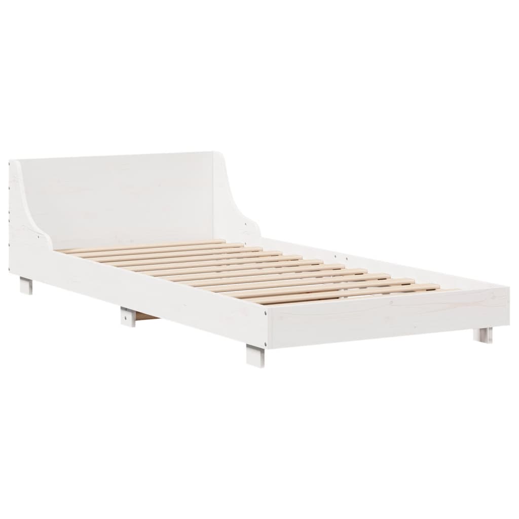 vidaXL Massivholzbett ohne Matratze Weiß 75x190 cm Kiefernholz
