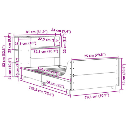 vidaXL Lit en bois massif sans matelas Marron ciré 75x190 cm Bois de pin