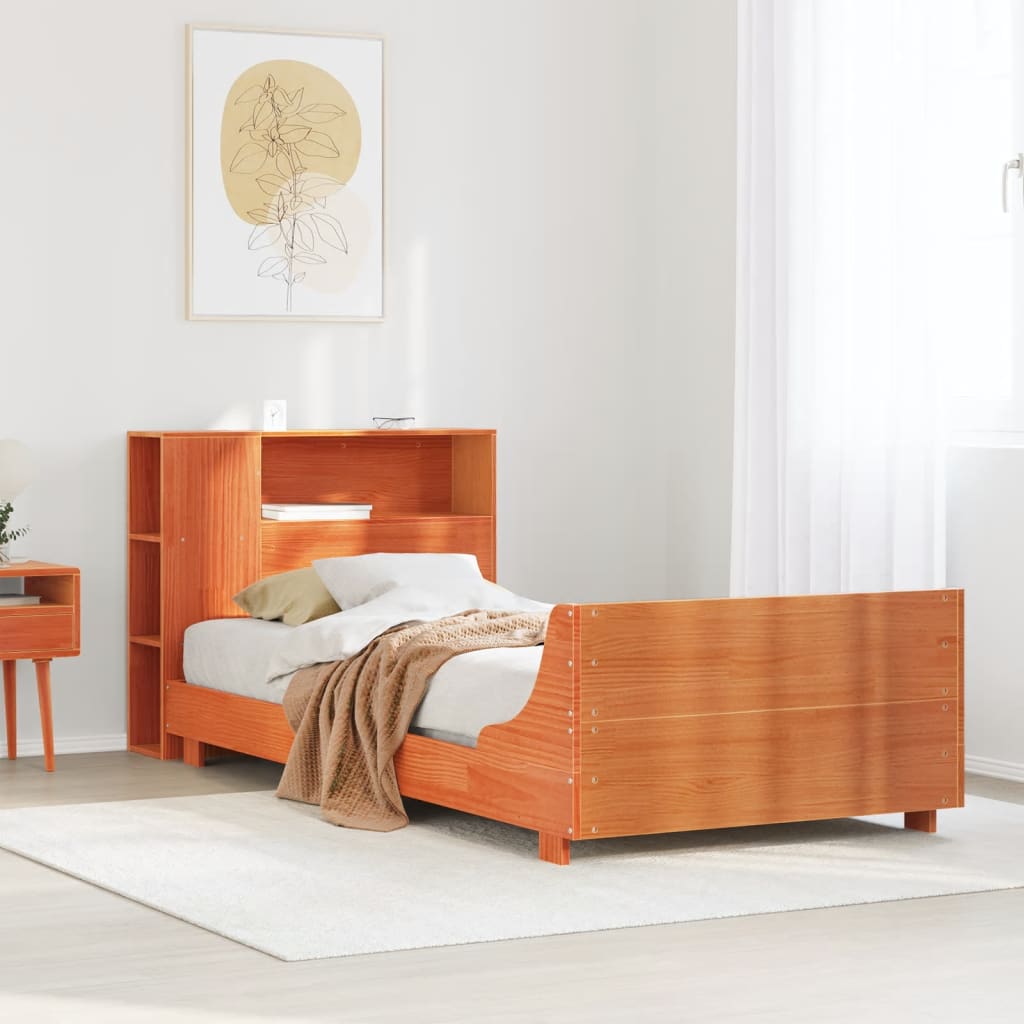 vidaXL Lit en bois massif sans matelas Marron ciré 75x190 cm Bois de pin