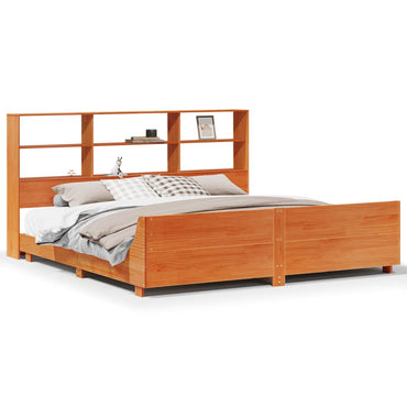 vidaXL Lit en bois massif sans matelas Marron ciré 200x200 Bois de pin