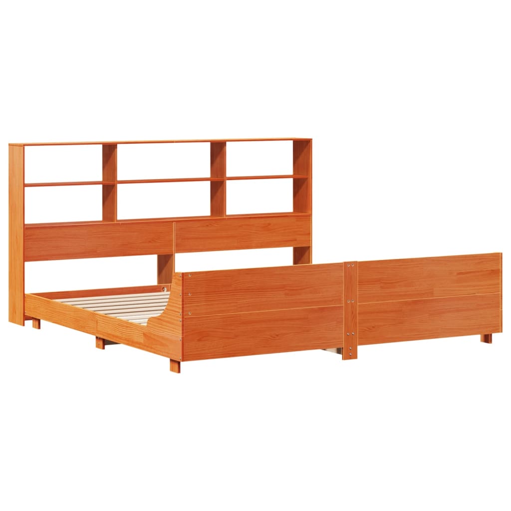 vidaXL Lit en bois massif sans matelas Marron ciré 200x200 Bois de pin