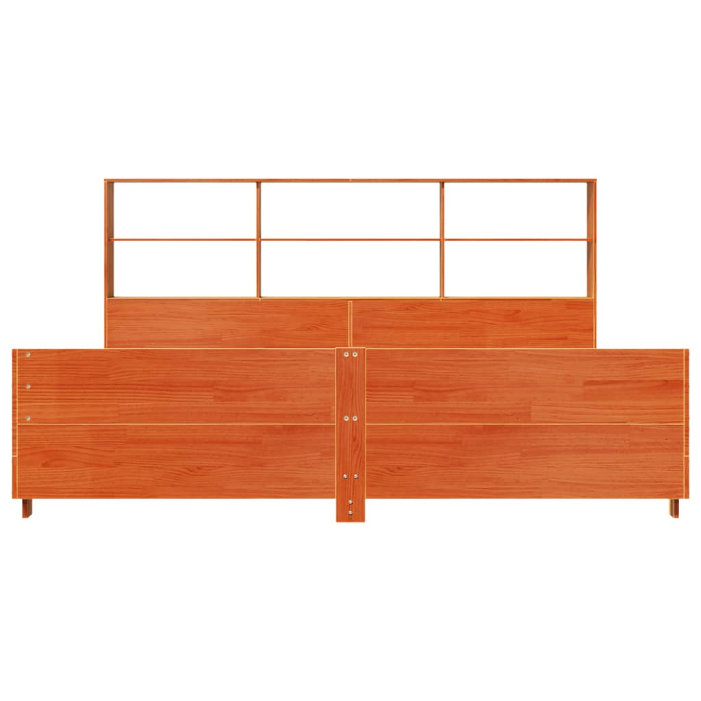 vidaXL Lit en bois massif sans matelas Marron ciré 200x200 Bois de pin