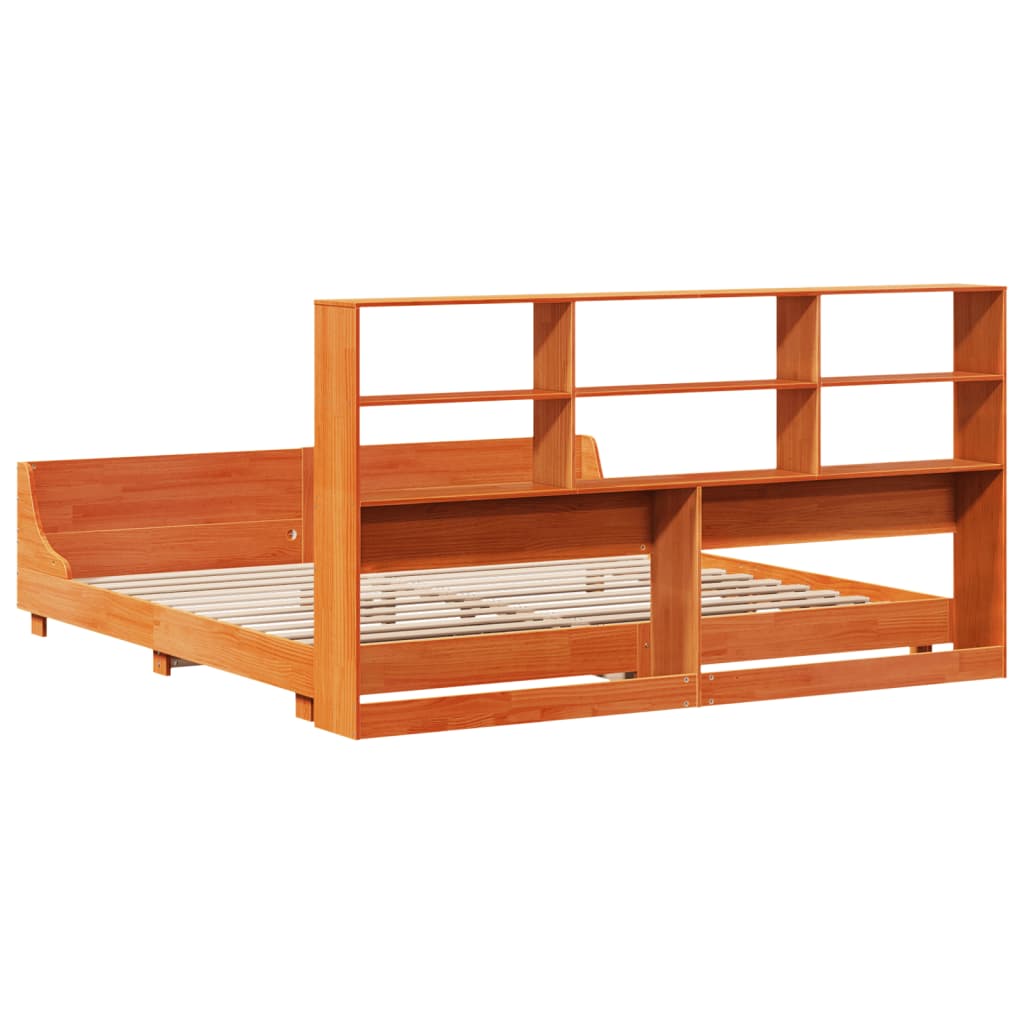 vidaXL Lit en bois massif sans matelas Marron ciré 200x200 Bois de pin