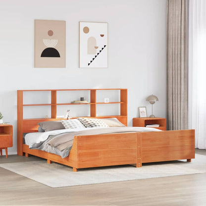 vidaXL Lit en bois massif sans matelas Marron ciré 200x200 Bois de pin