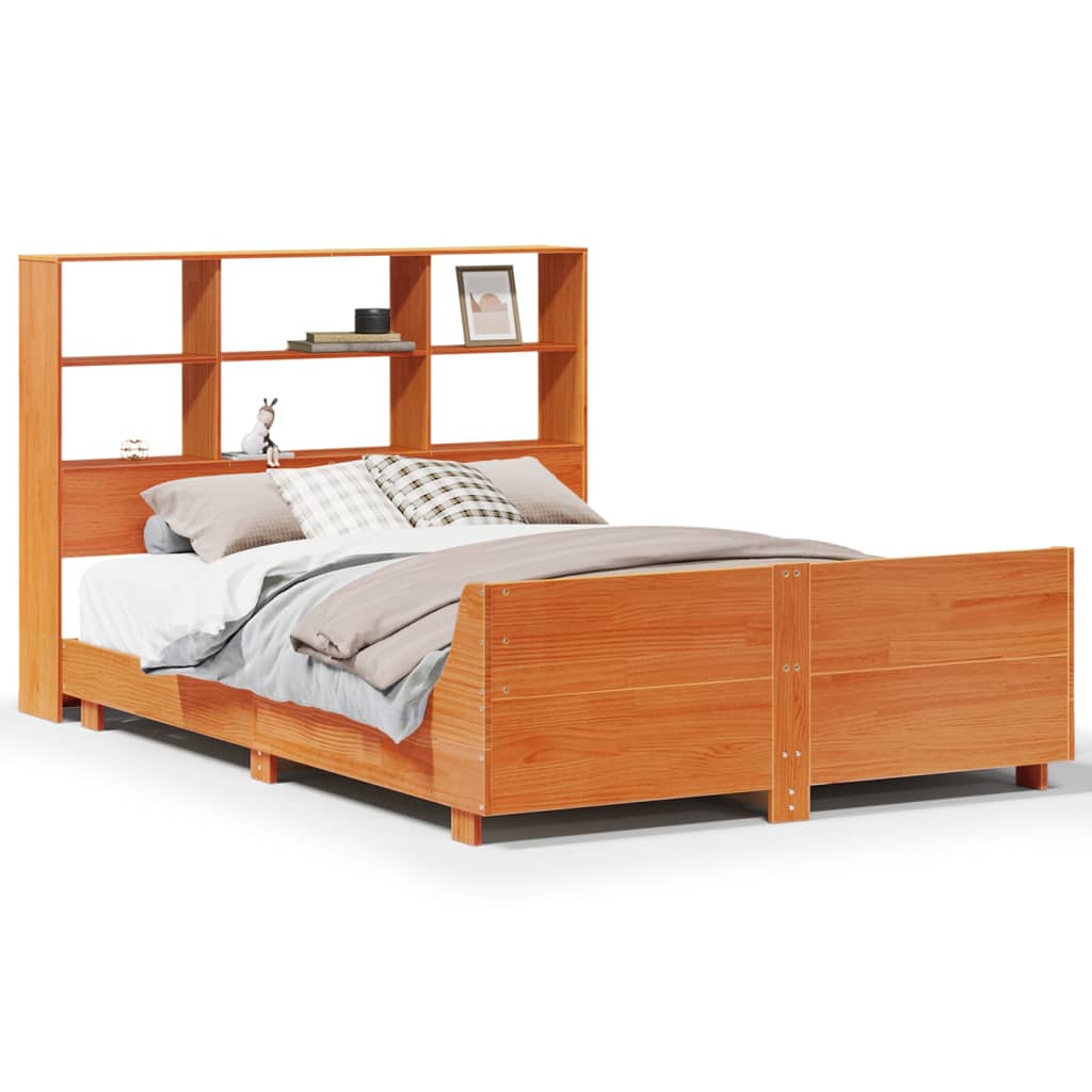 vidaXL Massivholzbett ohne Matratze Wachsbraun 120x200 cm Kiefernholz
