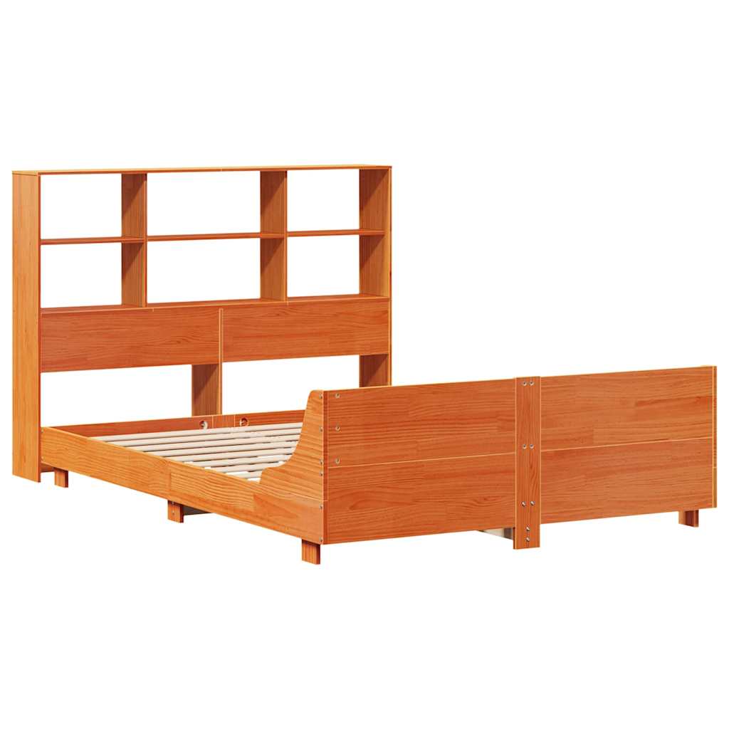 vidaXL Massivholzbett ohne Matratze Wachsbraun 120x200 cm Kiefernholz